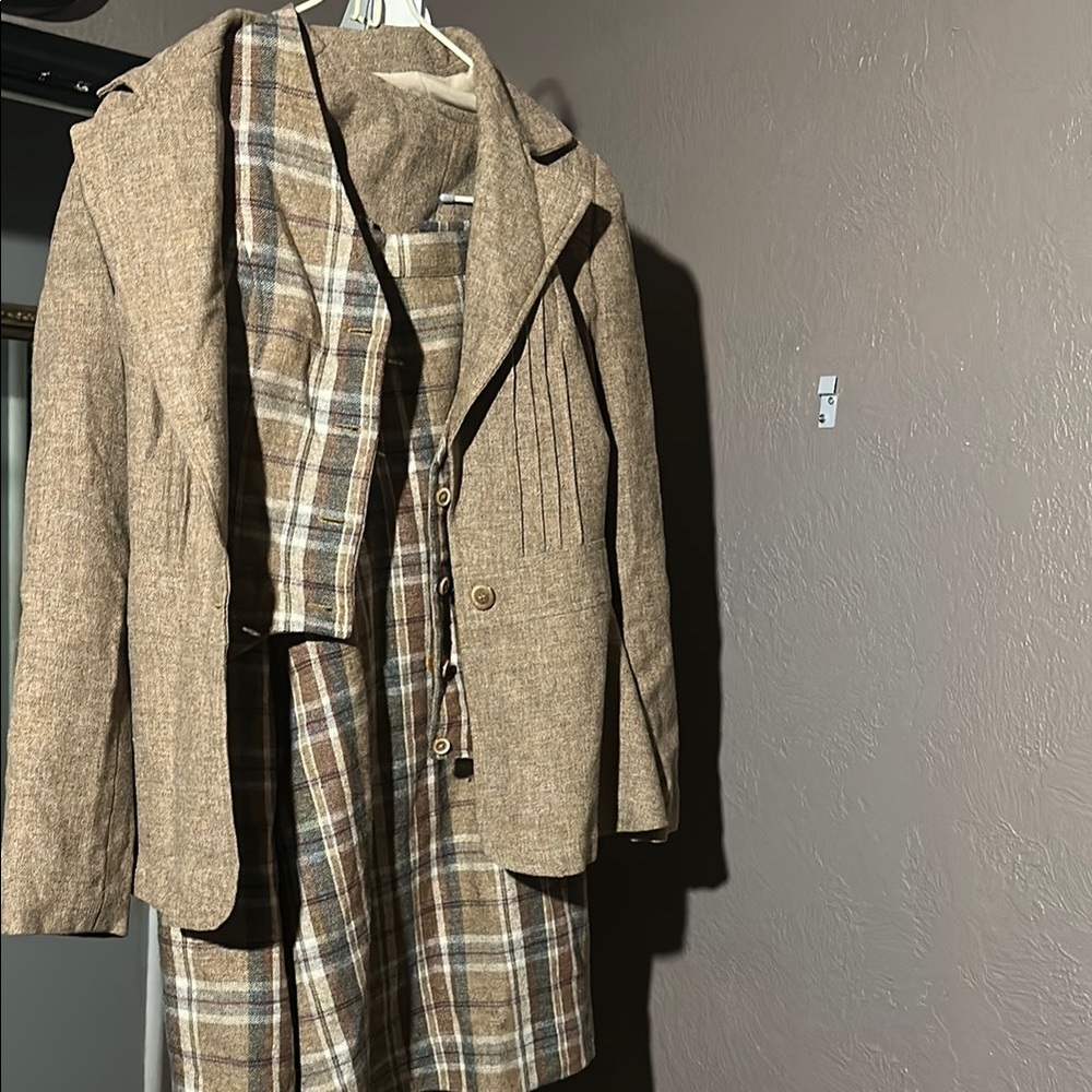 Tweed Plaid 3 piece skirt suit